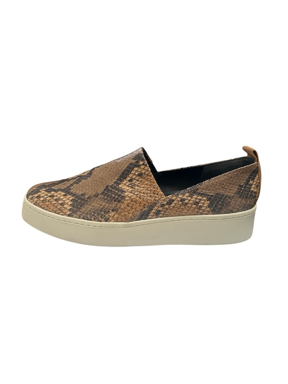 Vince Brown Snake-Print Slip-On Platform Loafers